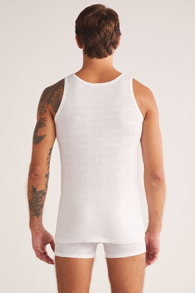 Kom Anka Men's Thick Strap Modal Jacquard Pattern Tank Top