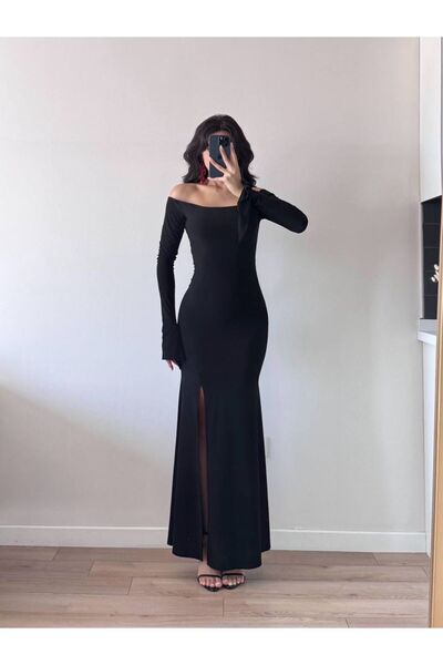 eBaa fashıon Rochie lungă spaniolă cu șliț și mâneci lungi Danak