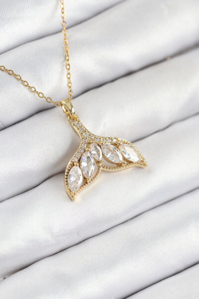 callerrons accessories قلادة نسائية من حجر الزركون على شكل ذيل السمكة باللون ...