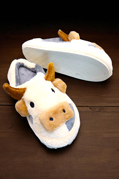 HFKY Γυναικείες παντόφλες σπιτιού με φιγούρα αγελάδας. Παντόφλες με βελούδινη λεπτομέρεια στο εσωτερικό.