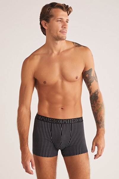 Kom Chelsea Erkek Çizgili Desenli %100 Pamuk Boxer