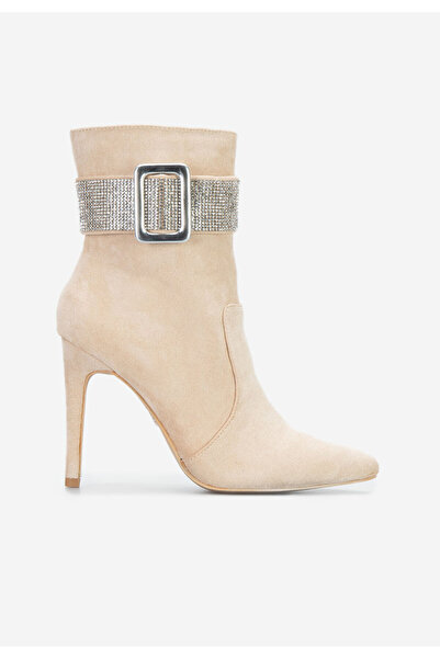 B T Shoes Béžové kotníkové boty na podpatku Alluring