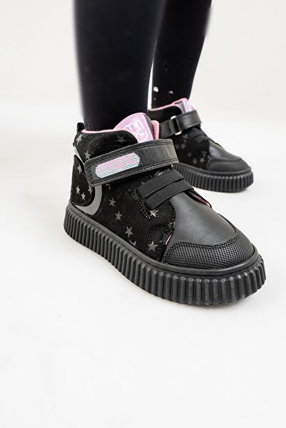 mnpc Kız Çocuk Siyah Hakiki Deri Suya Dayanıklı Anatomik Günlük Bot