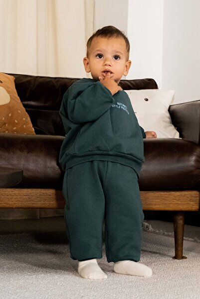 Little Gusto Organic Cotton Green Baby Set with Fluffy Inside