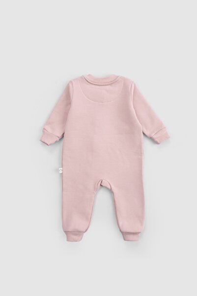Little Gusto Organic Cotton Pink Zippered Baby Romper with Fluffy Inside