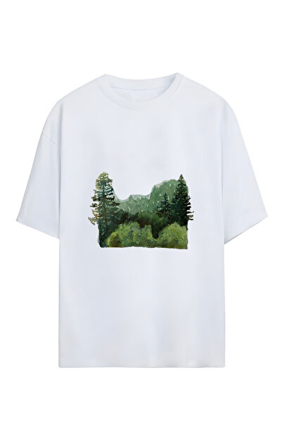 GraffTee تي شيرت قطني كبير الحجم للجنسين من تري