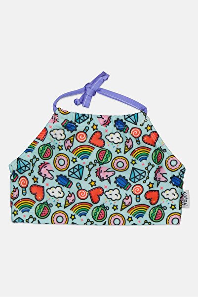 Coega Sunwear Kids Girl Allover Print Bikini Top, Multicolor