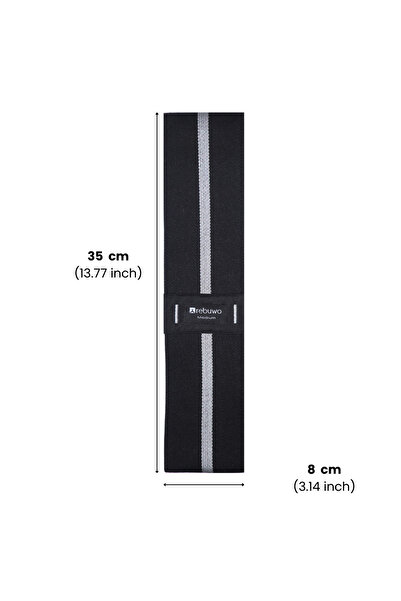 Rebuwo Medium Squat Resistance Band 35X8 cm Non-Slip Fitness Exercise Band - Black & Light Gray