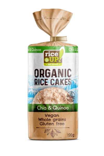 Rice Up كعكات الأرز البني العضوي مع بذور الشيا والكينوا 120 جرام × 6 قطع