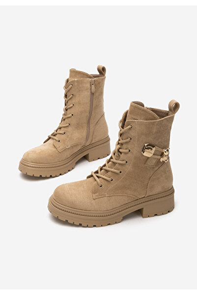 B T Shoes Khaki šněrovací kotníkové boty Harriett