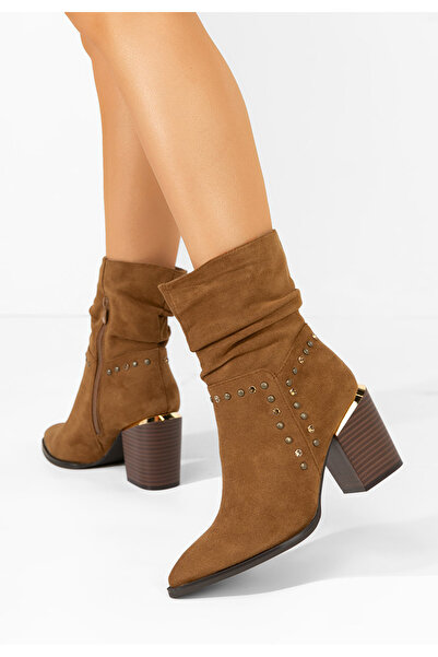 B T Shoes Γυναικεία Μποτάκια Cowboy Madisine V2 ταμπά
