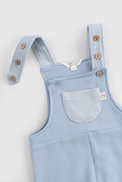 Little Gusto Organic Cotton Baby Salopet with Fluffy Inside Blue