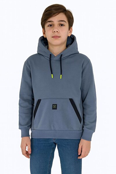 NEWKİDS Hooded Kangaroo Pocket Boy Sweatshirt