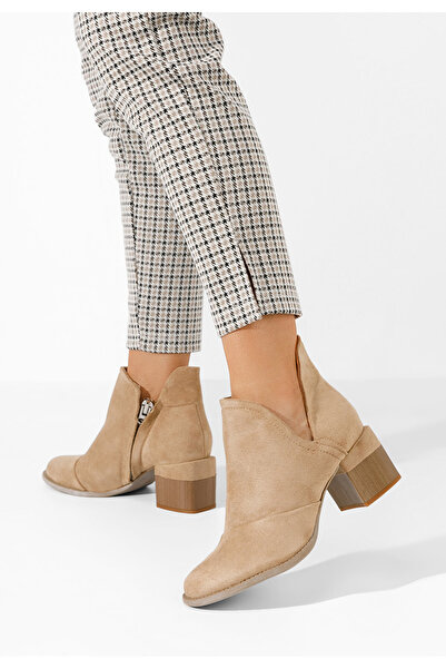 B T Shoes Μποτάκια με χοντρό τακούνι Nivana Χακι