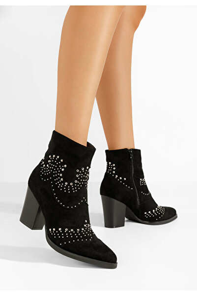 B T Shoes Μποτάκια με χοντρό τακούνι Aladra Μαύρα