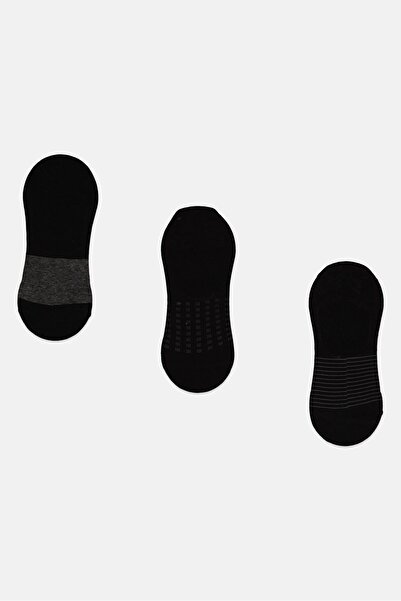 London Fog Men 3 Pairs Brand Logo Invisible Socks, Black