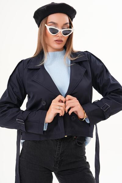 ŞİMAL Women's Belted Short Trench Coat 255129 -