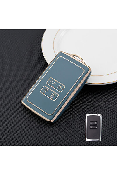 Choice1 غطاء كامل جديد لمفاتيح السيارة من مادة TPU الرمادية بحواف ذهبية اللون...