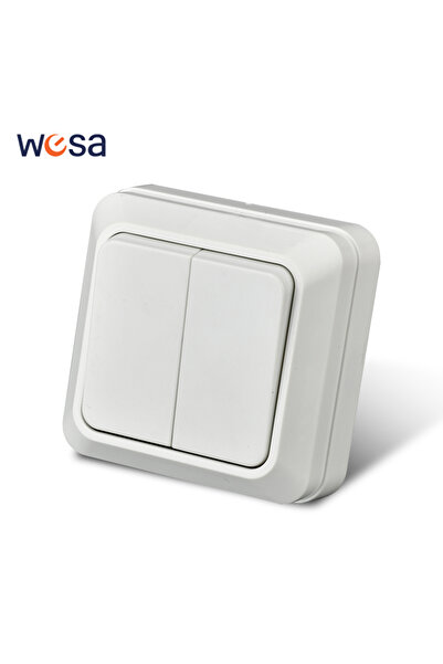 Choice3 EU 2 Gang 1 Way Switch WESA White Wall Surface 2 Skets Plugs EU Exter...