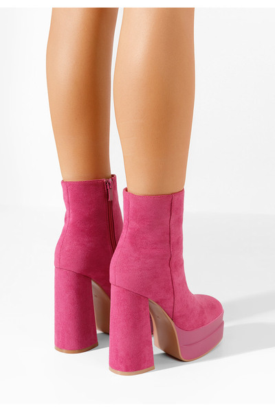 B T Shoes Fuchsiové kotníkové boty na podpatku Viemena V2