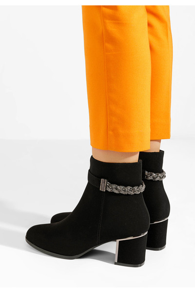 B T Shoes Μποτάκια με χοντρό τακούνι Lizelle Μαύρα