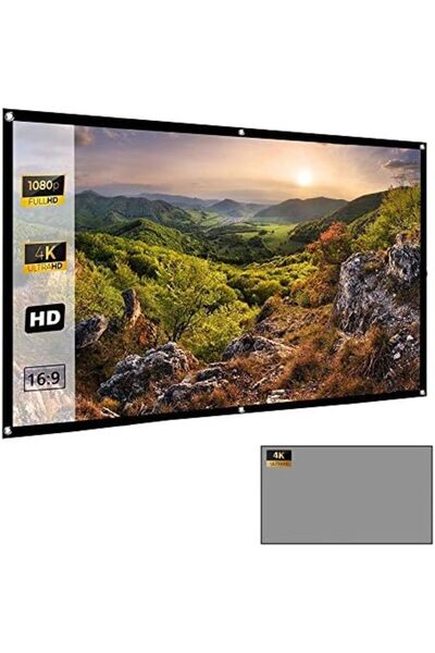 Wownect 100 Inch Projector Screen 16:9 Foldable 4K Full HD Projection Screen