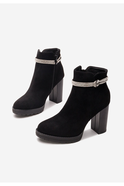 B T Shoes Botine cu toc gros Attalia negre