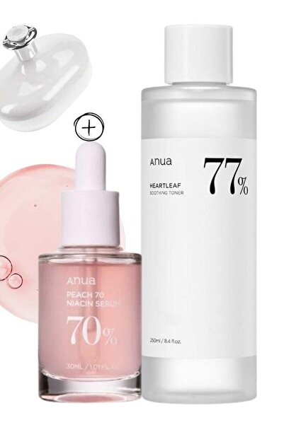 ANUA Brightening & Soothing Skincare Set - 77 Toner & Peach 70% Niacinamide Serum (280ml)