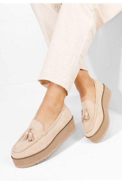 B T Shoes Béžové mokasíny na platformě Leondra