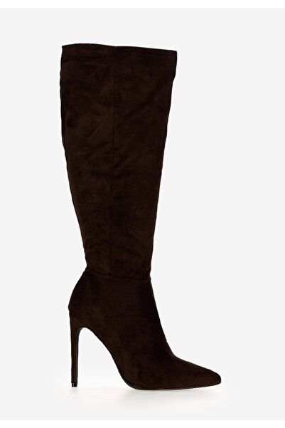 B T Shoes Hnedé kozačky na jehlovém podpatku Arles