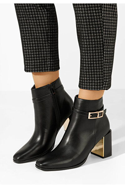 B T Shoes Μποτάκια με χοντρό τακούνι Zeyla V2 Μαύρα