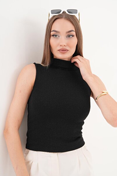 ŞİMAL Women's Sim Detailed Half Fisherman Sleeveless Blouse 255079 -