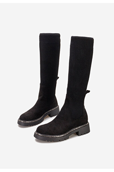 B T Shoes Černé dámské ponožkové kozačky Zorina