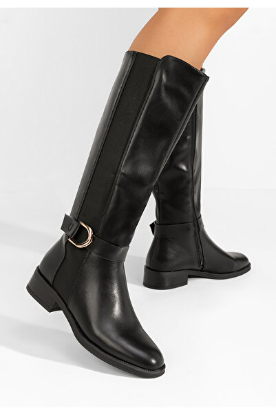 B T Shoes Cizme lungi fara toc Hiedi negre