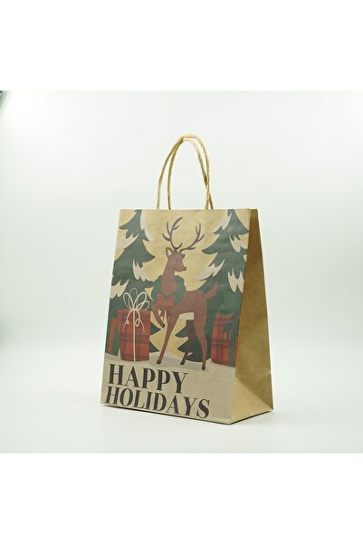 Flippy Set 12 pungi cadou, pliabile, Crăciun, aleatorii, hârtie, împachetare ușoară a cadourilor, 18,5x22,5x8,5cm, multicolore