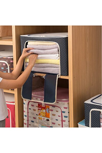 Flippy Foldable Storage Box, Flippy, with Zipper, 66 L, Textile, 50 x 40 x 33 cm, Metal Frame, Stable Base