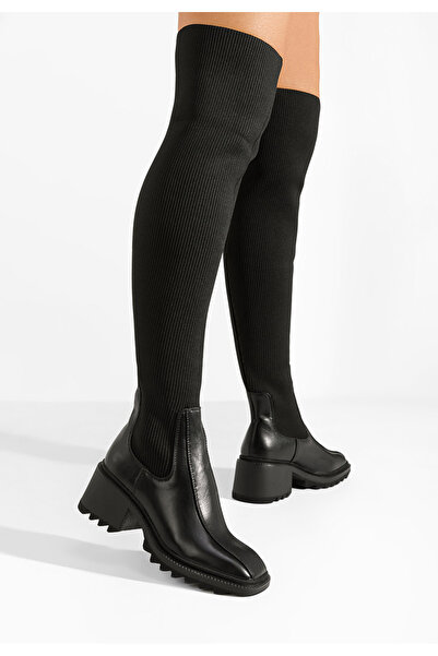 B T Shoes Černé vysoké kozačky Tanilia