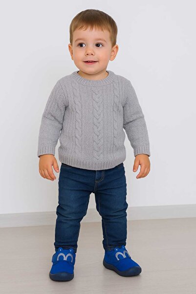 gigigiyim Göz Detaylı Erkek Bebe Panduf Mavi