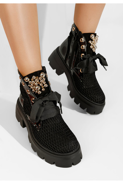 B T Shoes Ghete de vara Marcania negre