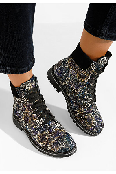 B T Shoes Γυναικεία δερμάτινα μποτάκια Pantonia V4 Πολυχρωμα