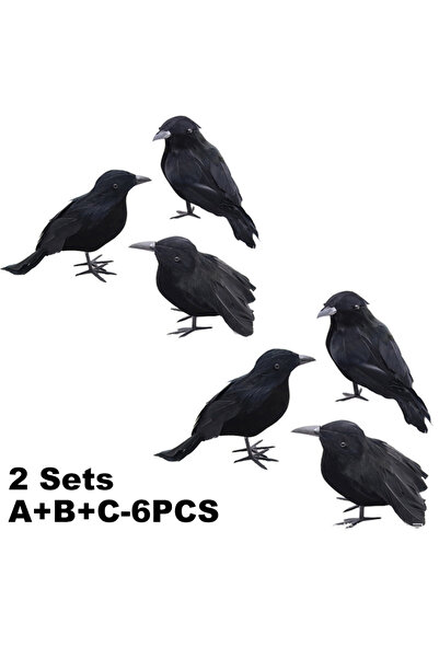 Choice ٦ قطع من الغراب الأسود الاصطناعي للهالوين، دعائم غراب أسود اصطناعي، طا...