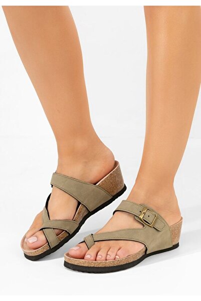 B T Shoes Papuci cu platforma Wandana V2 kaki
