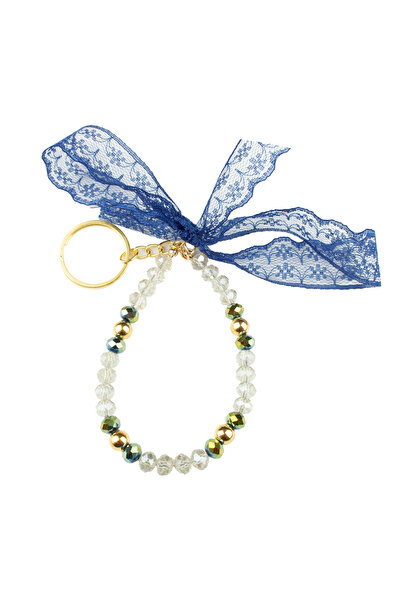 Liveyn Design Breloc cu detaliu de fundătură din dantelă cu mărgele de cristal