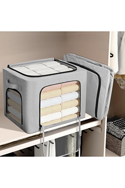 Flippy Storage Box, Flippy, with 3 Windows and Bidirectional Zipper, Steel Frame, Waterproof, 38L, 42 x 30