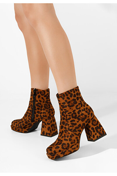 B T Shoes Μποτάκια με τακούνι Seledora λεοπαρ
