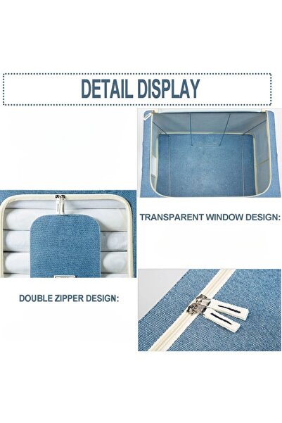 Flippy Foldable Storage Box, Flippy, 24 L, Cotton and Linen, 40x30x20 cm, Front Window, 2 Access Doors with