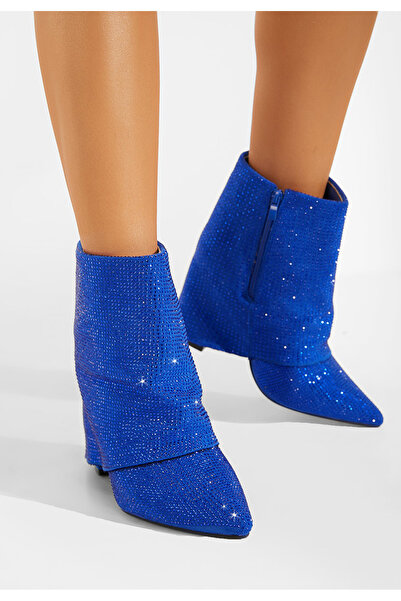 B T Shoes Μποτάκια με τακούνι μπλε Domina