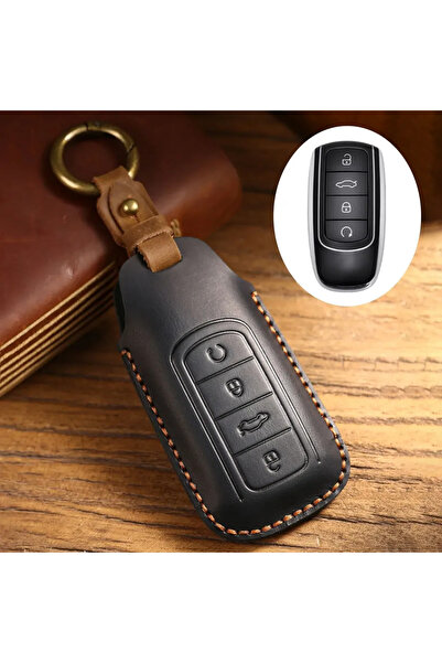 Choice1 سلسلة مفاتيح فاخرة من جلد الأسود لسيارات شيري أومودا 5 C5، تيجو 7، 8 ...