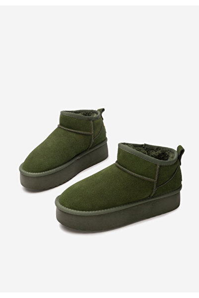 B T Shoes Zelené dámské válenky na platformě Nalya V2