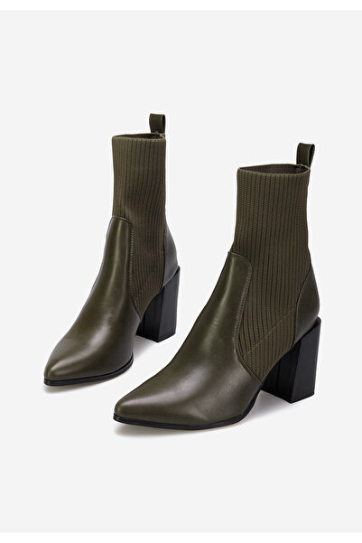 B T Shoes Μποτάκια με χοντρό τακούνι πρασινο Vinuele